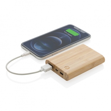 Logo trade promotional giveaways picture of: Bamboo 5.000 mAh powerbank