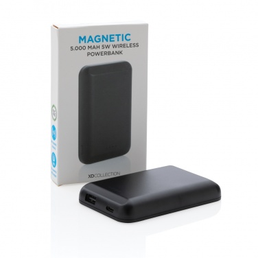 Logo trade business gifts image of: Magnetic 5.000 mAh 5W wireless powerbank