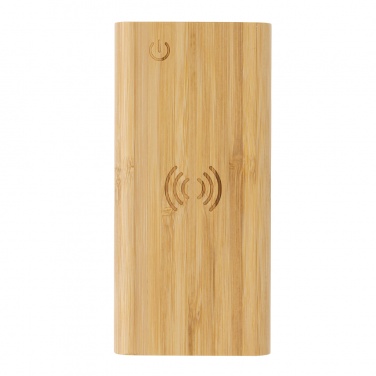 Logo trade promotional giveaways picture of: Bamboo 8.000 mAh 5W wireless powerbank