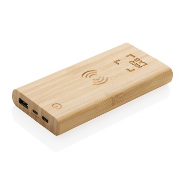 Logo trade corporate gift photo of: Bamboo 8.000 mAh 5W wireless powerbank