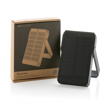 Logo trade promotional item photo of: Skywave RCS rplastic solar powerbank 5000 mAh 10W wireless