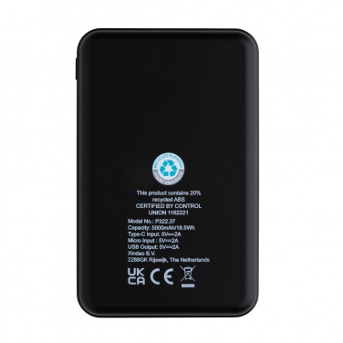 Logo trade promotional merchandise photo of: RCS recycled plastic 5.000 mAh Powerbank