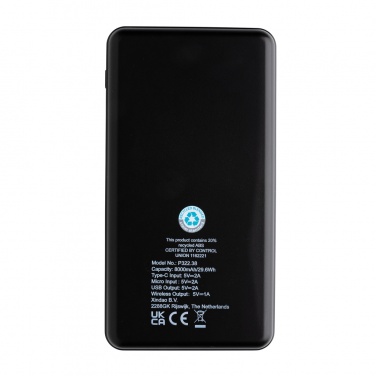 Logotrade promotional product picture of: RCS recycled plastic 8000 mAh Wireless Powerbank