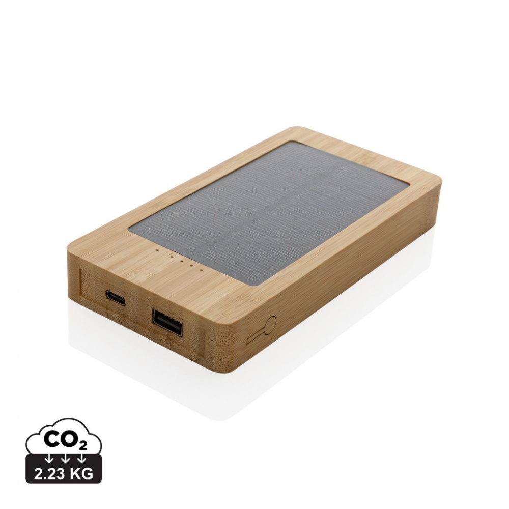 Logotrade promotional gift picture of: Sunwick 10.000 mAh Bamboo solar powerbank