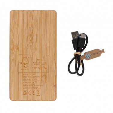 Logo trade corporate gifts picture of: Sunwick 10.000 mAh Bamboo solar powerbank