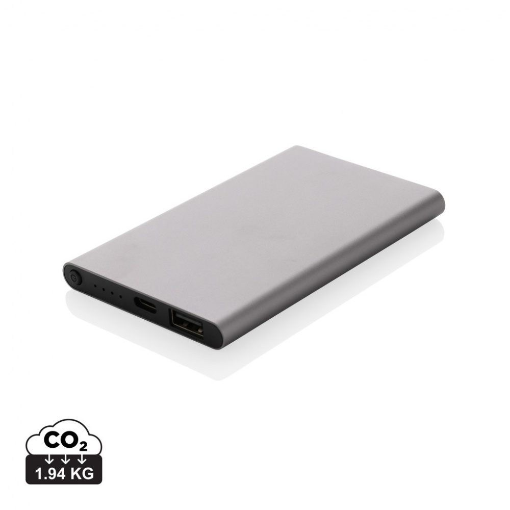 Logo trade corporate gift photo of: RCS recycled plastic/aluminum 4000 mah powerbank with type C