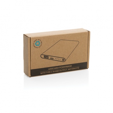 Logo trade promotional item photo of: RCS recycled plastic/aluminum 4000 mah powerbank with type C