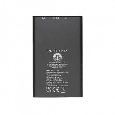 Logotrade promotional item picture of: Terra RCS recycled aluminium 5000 mAh powerbank 5W wireless