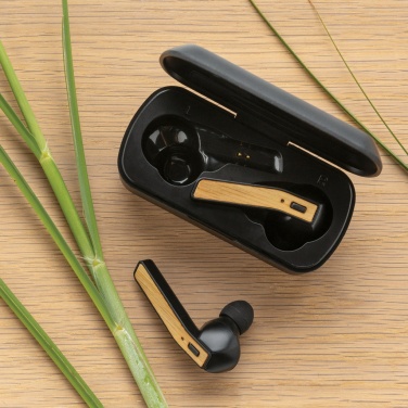 Logotrade promotional product image of: Bamboo Free Flow TWS earbuds in case