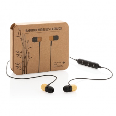 Logotrade corporate gift image of: Bamboo wireless earbuds