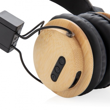 Logo trade business gift photo of: Bamboo wireless headphone