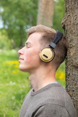 Logo trade promotional merchandise picture of: Bamboo wireless headphone