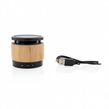 Logo trade promotional giveaways picture of: Bamboo wireless charger speaker