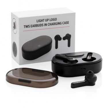 Logo trade promotional item photo of: Light up logo TWS earbuds in charging case