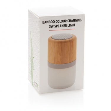 Logo trade promotional giveaways image of: Bamboo colour changing 3W speaker light