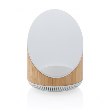 Logo trade promotional gifts image of: Ovate bamboo 5W speaker with 15W wireless charger