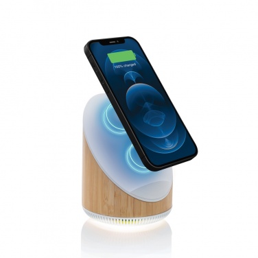 Logotrade promotional merchandise photo of: Ovate bamboo 5W speaker with 15W wireless charger