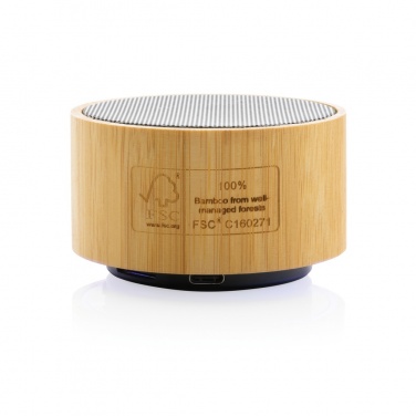 Logo trade promotional products image of: RCS recycled plastic and bamboo 3W wireless speaker