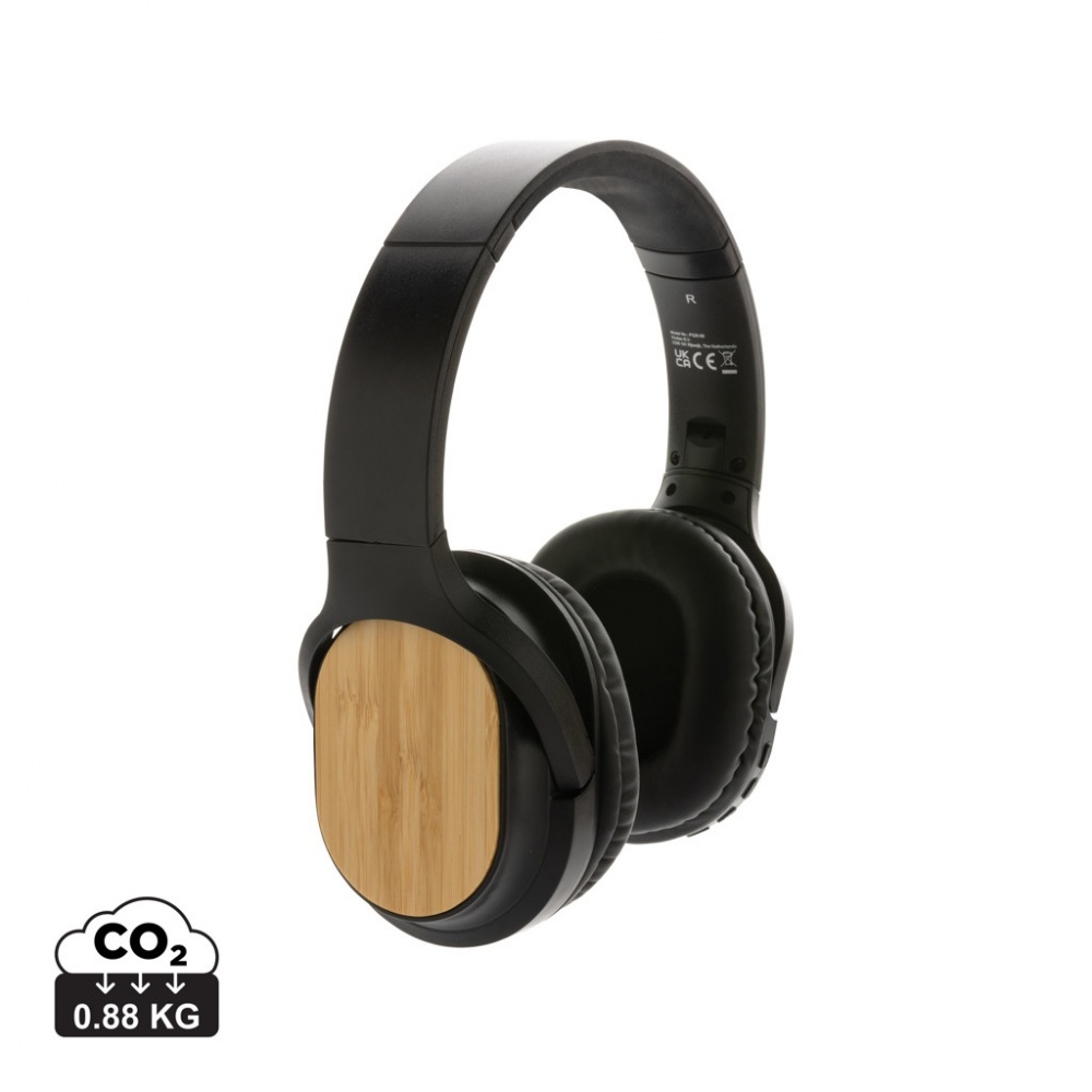 Logotrade promotional gift image of: RCS and bamboo Elite Foldable wireless headphone