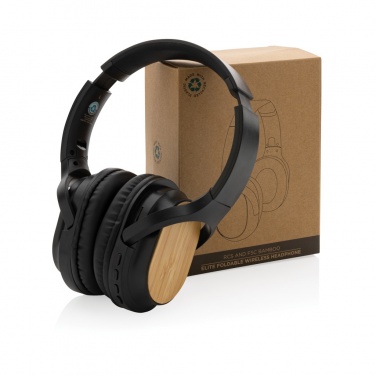 Logotrade promotional gift picture of: RCS and bamboo Elite Foldable wireless headphone