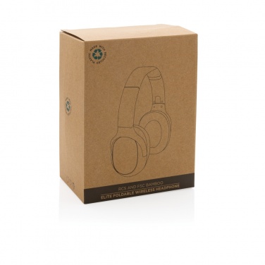 Logo trade promotional merchandise image of: RCS and bamboo Elite Foldable wireless headphone