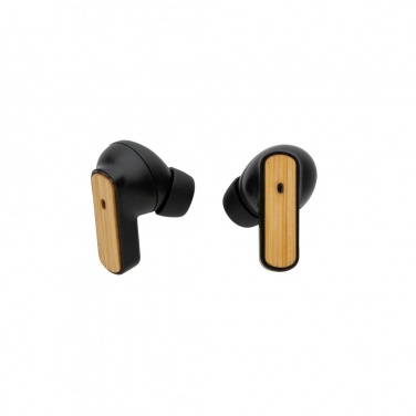 Logo trade business gift photo of: RCS recycled plastic & bamboo TWS earbuds