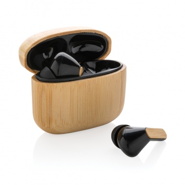 Logotrade promotional giveaway image of: Bamboo TWS earbuds with RCS recycled plastic