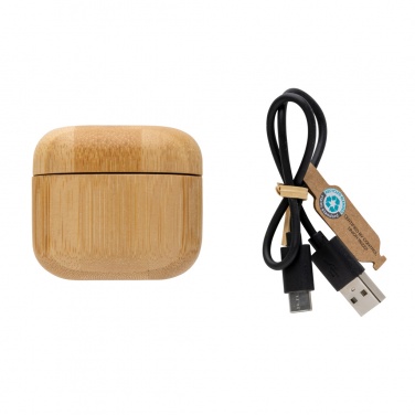 Logo trade promotional products picture of: Bamboo TWS earbuds with RCS recycled plastic