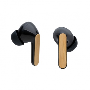 Logotrade corporate gift image of: Bamboo TWS earbuds with RCS recycled plastic