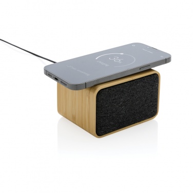 Logotrade promotional item picture of: RCS Rplastic 3W speaker with bamboo 5W wireless