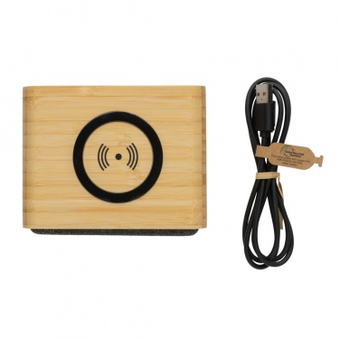 Logo trade promotional merchandise picture of: RCS Rplastic 3W speaker with bamboo 5W wireless