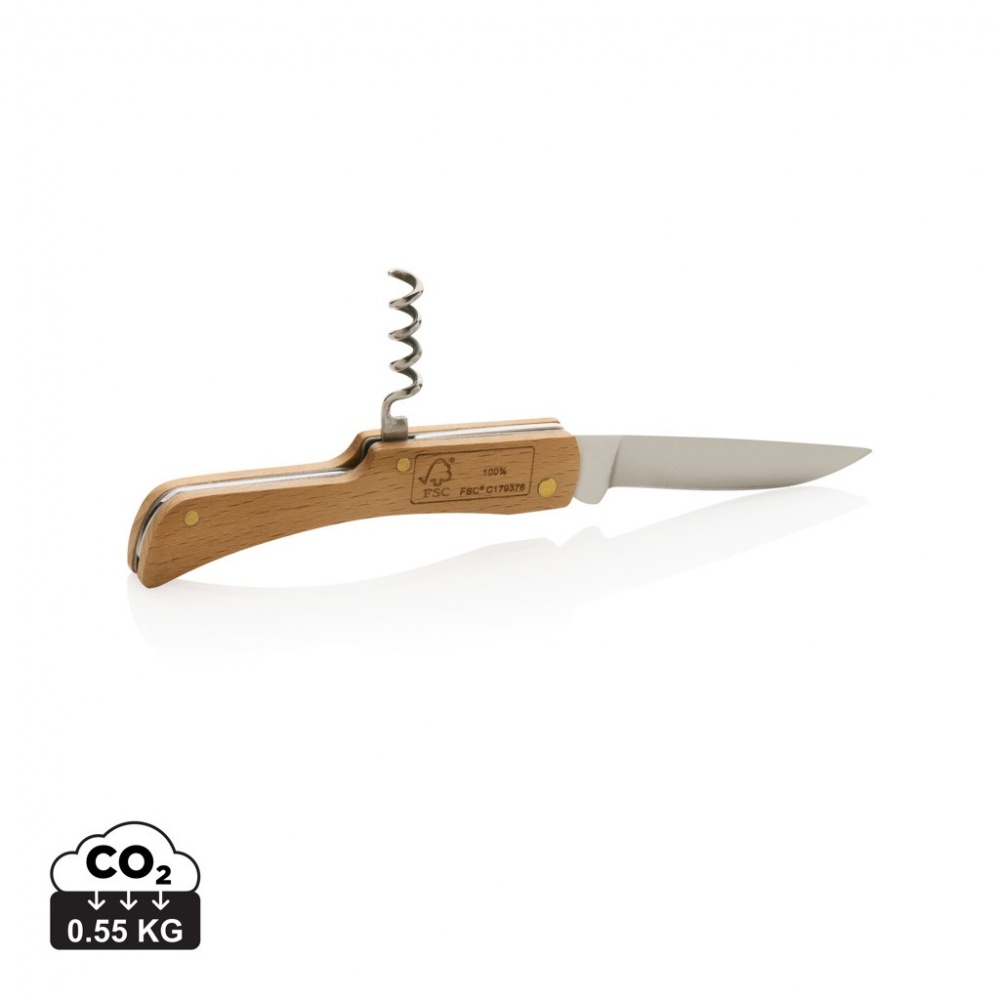 Logo trade promotional merchandise picture of: Wooden knife with bottle opener