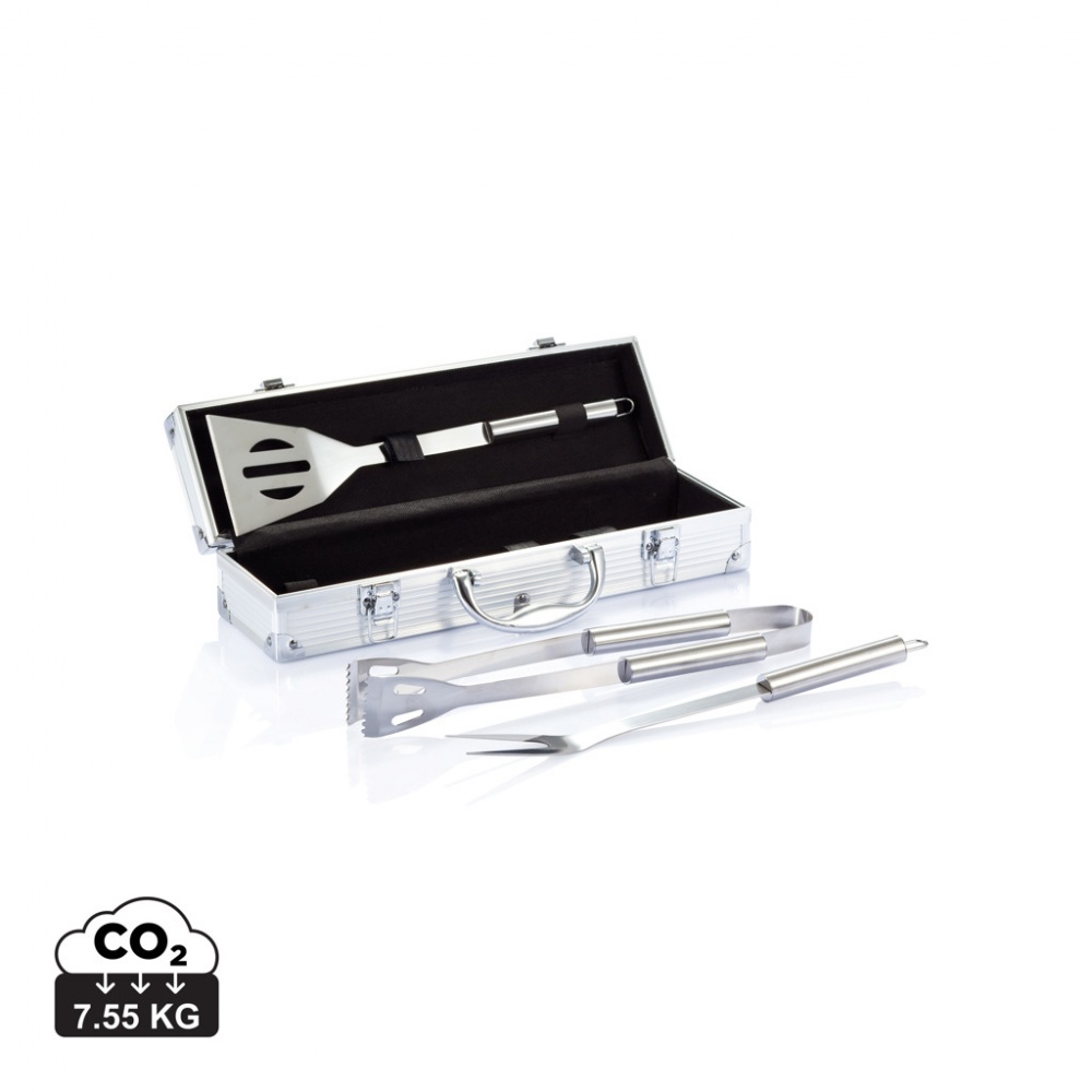 Logotrade promotional item image of: 3 pcs barbecue set in aluminium box