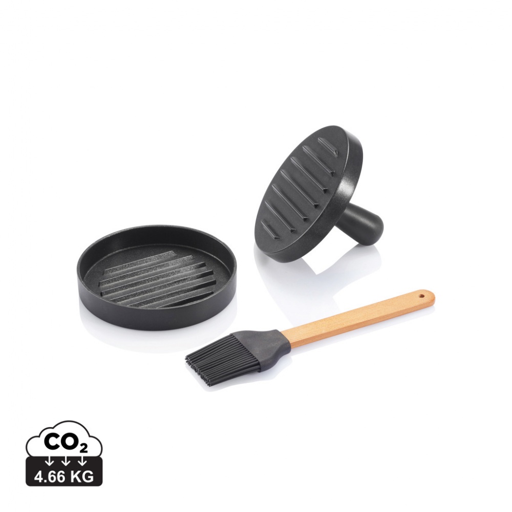 Logotrade promotional merchandise picture of: BBQ set with hamburger press and brush