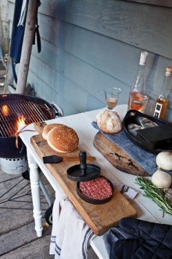 Logo trade promotional product photo of: BBQ set with hamburger press and brush