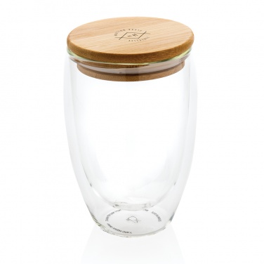 Logotrade promotional giveaway picture of: Double wall borosilicate glass with bamboo lid 350ml