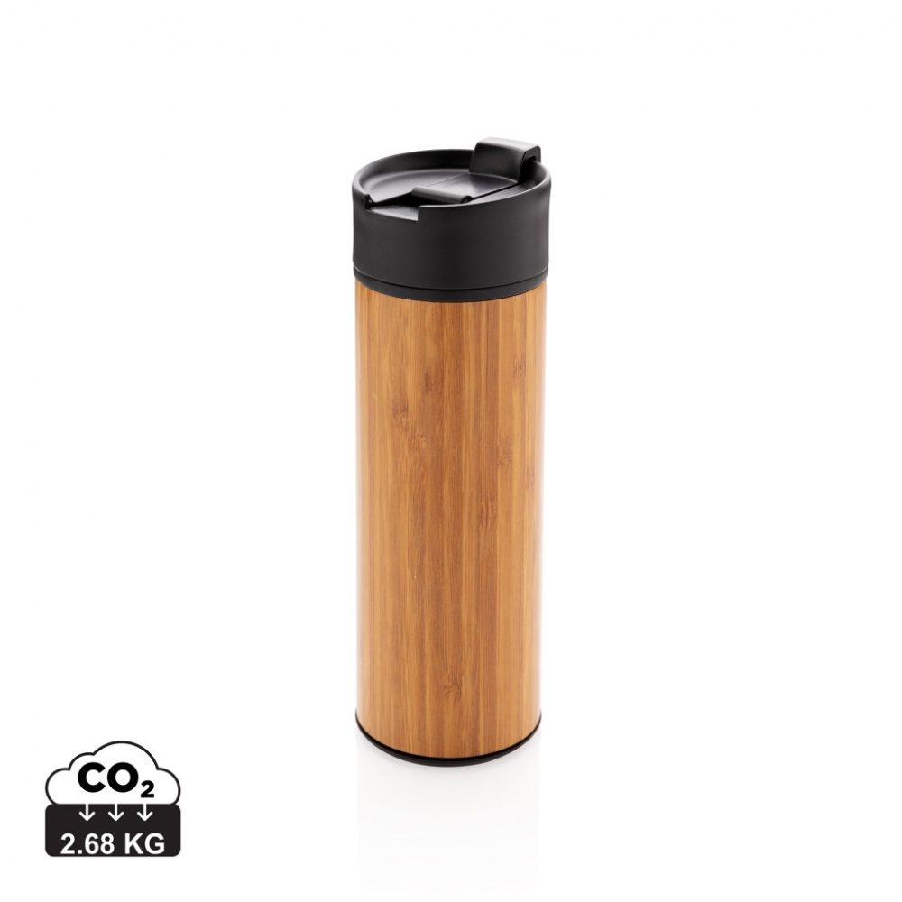 Logo trade promotional merchandise picture of: Bogota vacuum bamboo coffee mug