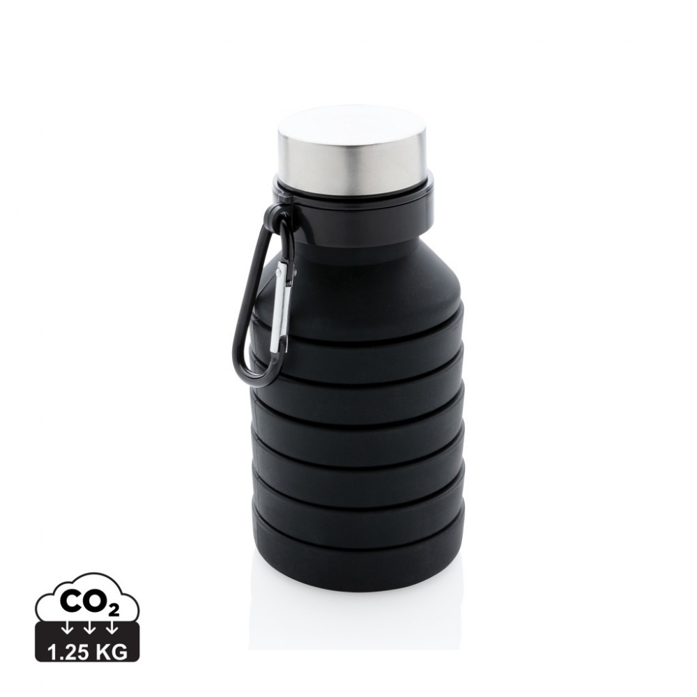 Logo trade promotional merchandise image of: Leakproof collapsible silicone bottle with lid