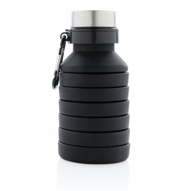 Logo trade promotional giveaways image of: Leakproof collapsible silicone bottle with lid