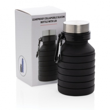 Logo trade corporate gifts picture of: Leakproof collapsible silicone bottle with lid