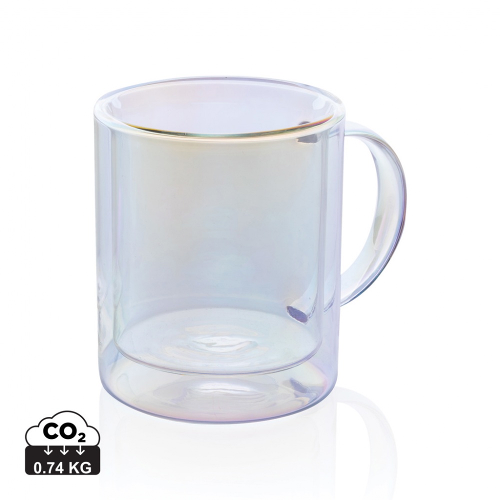 Logotrade promotional gift image of: Deluxe double wall electroplated glass mug