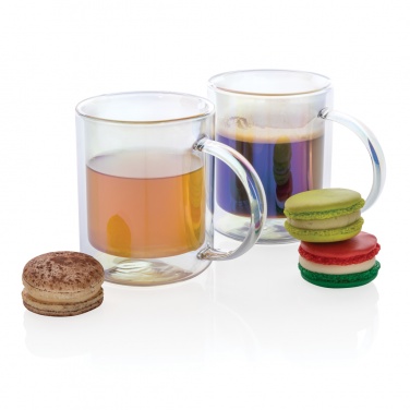 Logo trade promotional giveaway photo of: Deluxe double wall electroplated glass mug