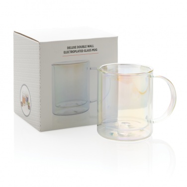 Logo trade promotional item photo of: Deluxe double wall electroplated glass mug