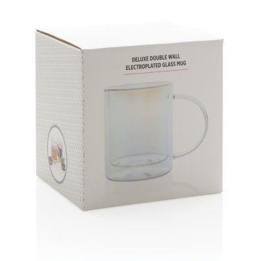 Logo trade promotional giveaway photo of: Deluxe double wall electroplated glass mug