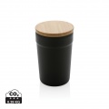 GRS certified recycled PP mug with bamboo lid, black