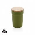 GRS certified recycled PP mug with bamboo lid, green