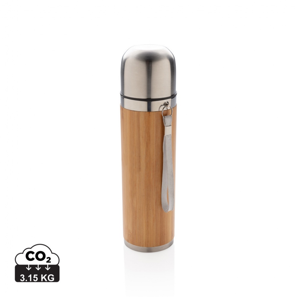 Logo trade promotional items image of: Bamboo vacuum travel flask