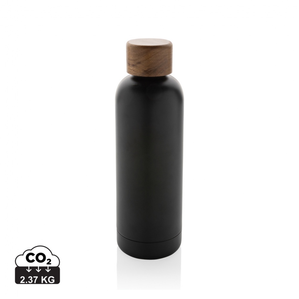 Logo trade corporate gifts picture of: Wood RCS certified recycled stainless steel vacuum bottle