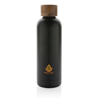 Logo trade promotional items image of: Wood RCS certified recycled stainless steel vacuum bottle