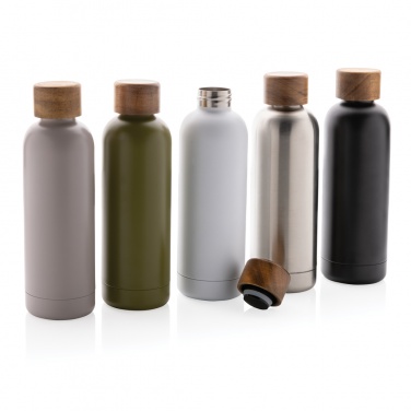 Logo trade advertising products picture of: Wood RCS certified recycled stainless steel vacuum bottle